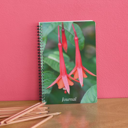 Slender Red Fuchsia Flowers Floral Notitieboek