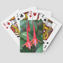 Slender Red Fuchsia Flowers Floral Pokerkaarten