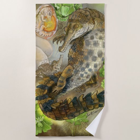 Slender Snouted Crocodile Strandlaken (Voorkant)