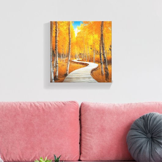 Slenteren door het Gouden Woud Canvas Afdruk (Insitu (Woonkamer))