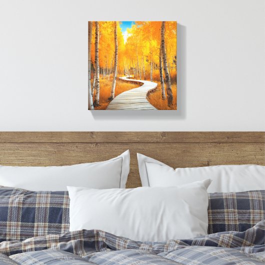 Slenteren door het Gouden Woud Canvas Afdruk (Insitu (Slaapkamer))