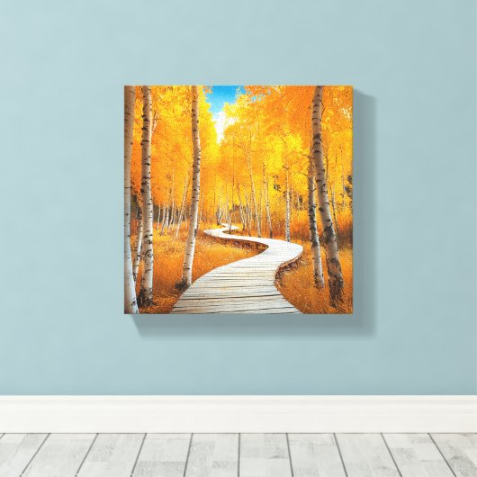 Slenteren door het Gouden Woud Canvas Afdruk (Insitu (Houten vloer))