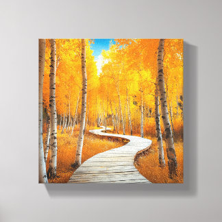Slenteren door het Gouden Woud Canvas Afdruk