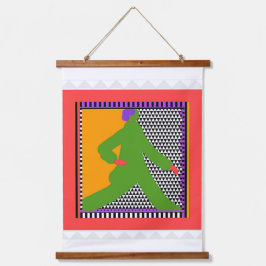 Slenteren figuur in groen hangend wandkleed