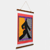 Slenteren figuur in zwart hangend wandkleed (Gebogen)