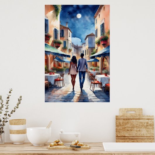 Slenteren Romantisch Paar Poster (Keuken)