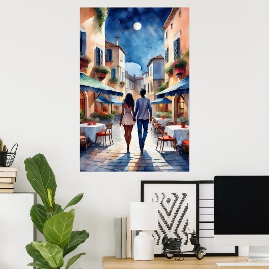 Slenteren Romantisch Paar Poster (Thuiskantoor)