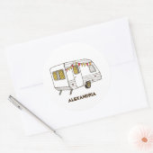 Slepen Achter Caravan Camper Gepersonaliseerde Sti Ronde Sticker (Envelop)