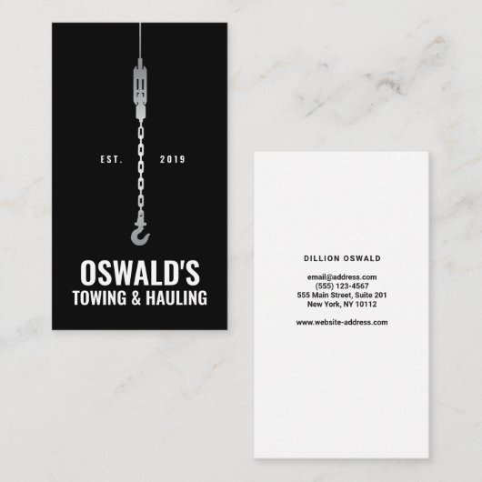 Slepen en slepen visitekaartje (Voorkant / Achterkant)