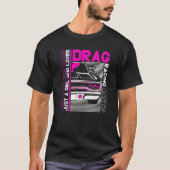 Slepen met raceauto alleen een meisje dat van race t-shirt (Voorkant)