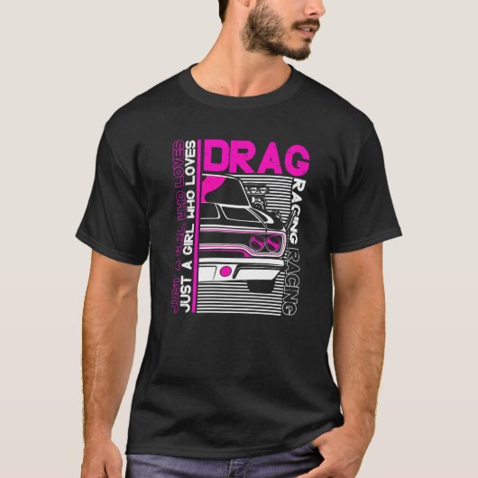 Slepen met raceauto alleen een meisje dat van race t-shirt (Voorkant)