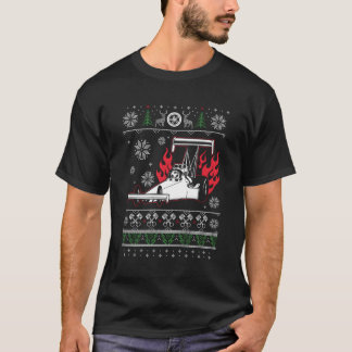 Slepen met racistische dragster, lomp met kerst t-shirt