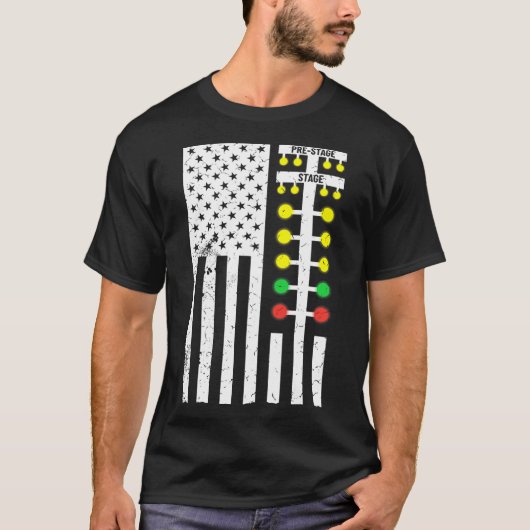 Slepen met racistische vlag American Drag Racer St T-shirt (Voorkant)