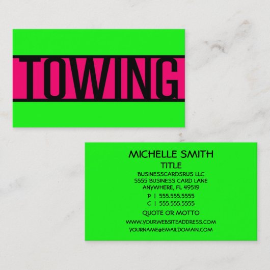 Slepen Neon Green en Hot Pink Visitekaartje (Voorkant / Achterkant)