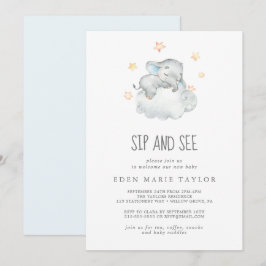 Slepende kleine olifant babyJongen Sip en zie Kaart