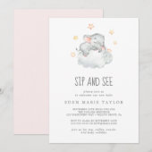 Slepende kleine olifant babymeisje Sip en zie Kaart (Voorkant / Achterkant)