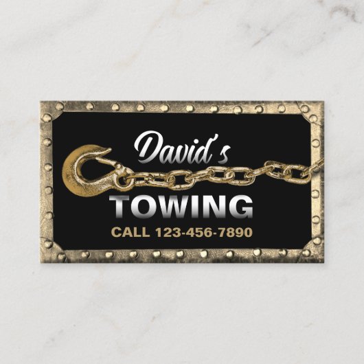 Slepende Truck Auto Hulpen Service Gold Framed Visitekaartje (Voorkant)