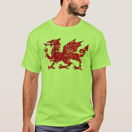 slepende wales vlag draak t-shirt (Voorkant)