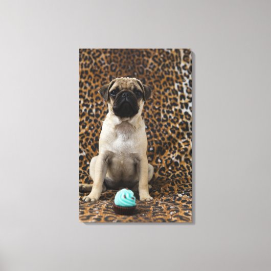 Sleppuppy zittend tegen dierlijke afdruk 2 canvas afdruk (Voorkant)