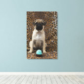 Sleppuppy zittend tegen dierlijke afdruk 2 canvas afdruk (Insitu (Houten vloer))