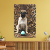 Sleppuppy zittend tegen dierlijke afdruk 2 canvas afdruk (Insitu (Woonkamer))