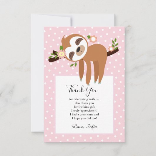 slet, schattige sloep, dierlijk voorbeeld bedankkaart (Voorkant)