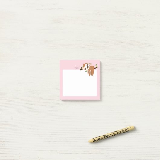 slet, schattige sloep, dierlijk voorbeeld post-it® notes (Op bureau)