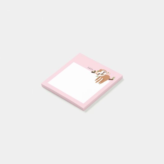 slet, schattige sloep, dierlijk voorbeeld post-it® notes (Schuin)