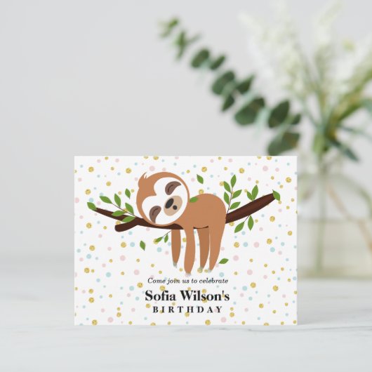 slet, schattige sloep, dierlijk voorbeeld uitnodiging briefkaart (Staand voorkant)