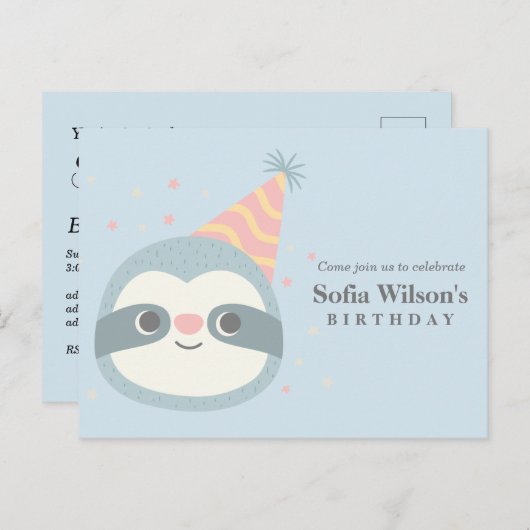 slet, schattige sloep, dierlijk voorbeeld uitnodiging briefkaart (Voorkant / Achterkant)