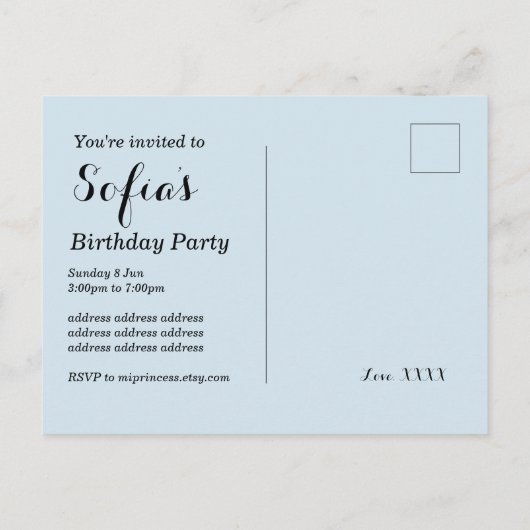 slet, schattige sloep, dierlijk voorbeeld uitnodiging briefkaart (Achterkant)