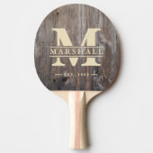 Sleten Planken Monogram & Naam Overlay Tafeltennisbatje (Voorkant)