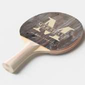 Sleten Planken Monogram & Naam Overlay Tafeltennisbatje (Voorkant Gekanteld)