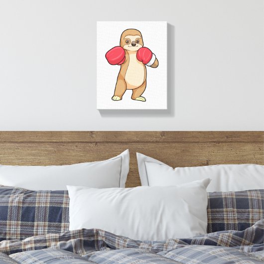 Sleuf als Boxer met Boxing-handschoenen Canvas Afdruk (Insitu (Slaapkamer))