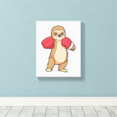 Sleuf als Boxer met Boxing-handschoenen Canvas Afdruk (Insitu (Houten vloer))