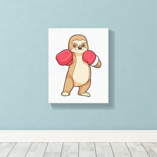 Sleuf als Boxer met Boxing-handschoenen Canvas Afdruk (Insitu (Houten vloer))