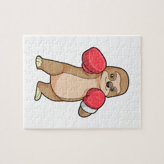 Sleuf als Boxer met Boxing-handschoenen Legpuzzel (Horizontaal)