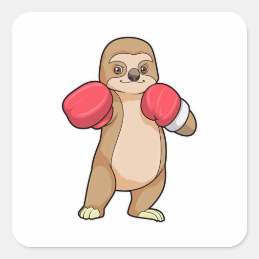 Sleuf als Boxer met Boxing-handschoenen Vierkante Sticker (Voorkant)