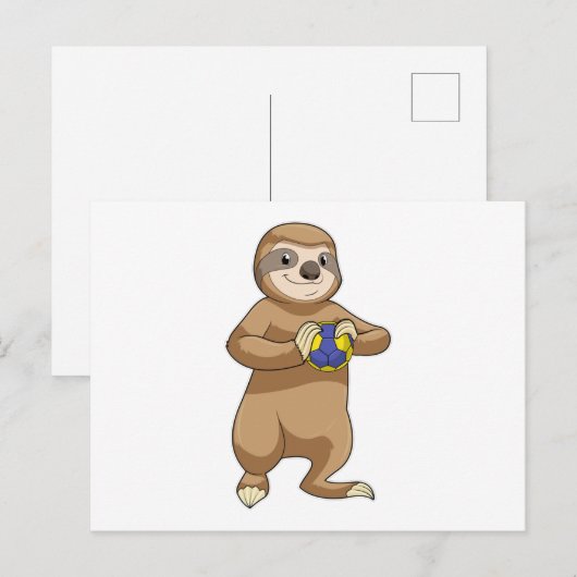 Sleuf als handbalspeler met handbal briefkaart (Voorkant / Achterkant)