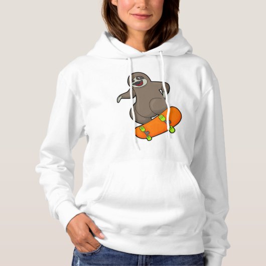 Sleuf als Skater met skateboard Hoodie (Voorkant)