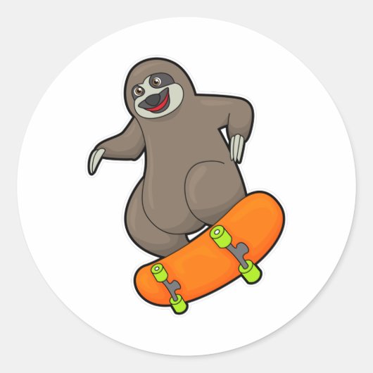 Sleuf als Skater met skateboard Ronde Sticker (Voorkant)