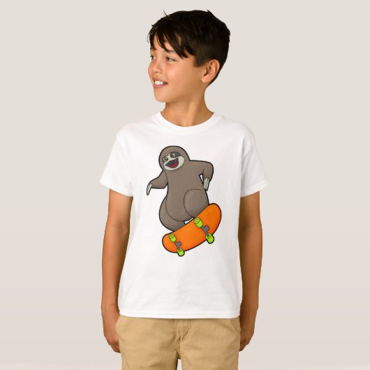 Sleuf als Skater met skateboard T-shirt (Voorkant volledig)