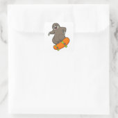 Sleuf als Skater met skateboard Vierkante Sticker (Tas)