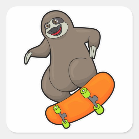 Sleuf als Skater met skateboard Vierkante Sticker (Voorkant)
