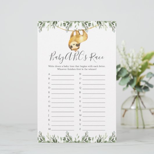 Sleuf Baby shower ABC's Race Game (Staand voorkant)