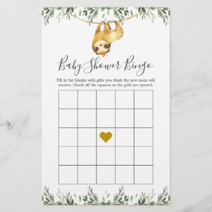 Sleuf Baby shower Bingo Game