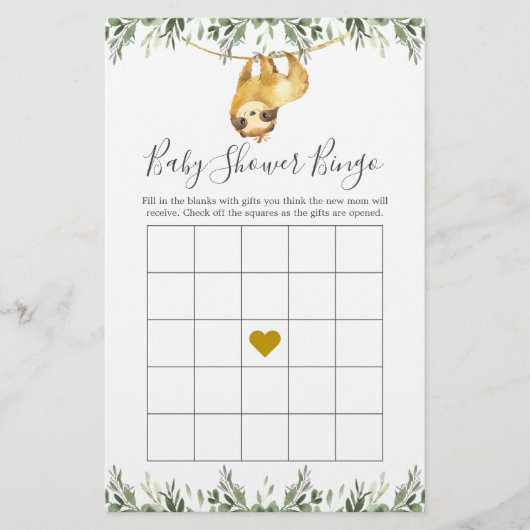 Sleuf Baby shower Bingo Game (Voorkant)