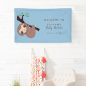 Sleuf Baby shower Blue Welcome Cute Oerwoud Party Spandoek (Insitu)
