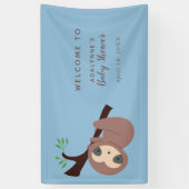 Sleuf Baby shower Blue Welcome Cute Oerwoud Party Spandoek (Verticaal)