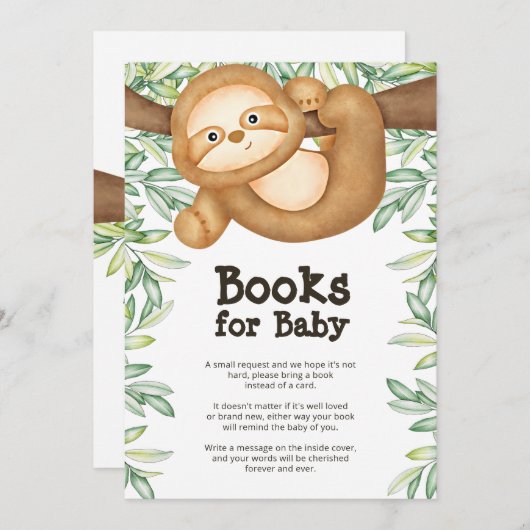 Sleuf Baby shower Book Request Enclosure Card Kaart (Voorkant / Achterkant)